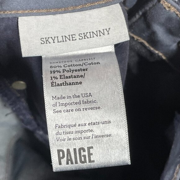Paige Jeans Womens 27 blue denim skyline skinny designer preppy casual - Picture 5 of 9